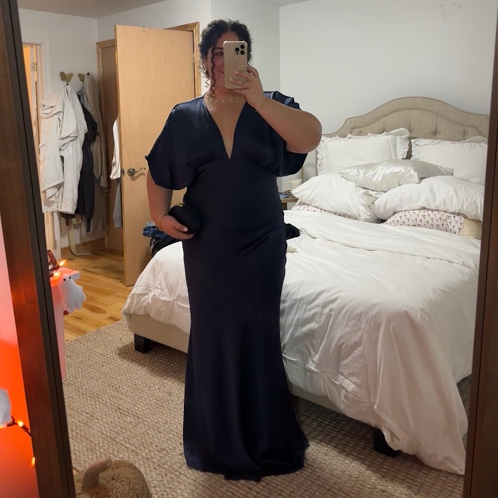 Anthropologie Navy Blue bridesmaid Dress